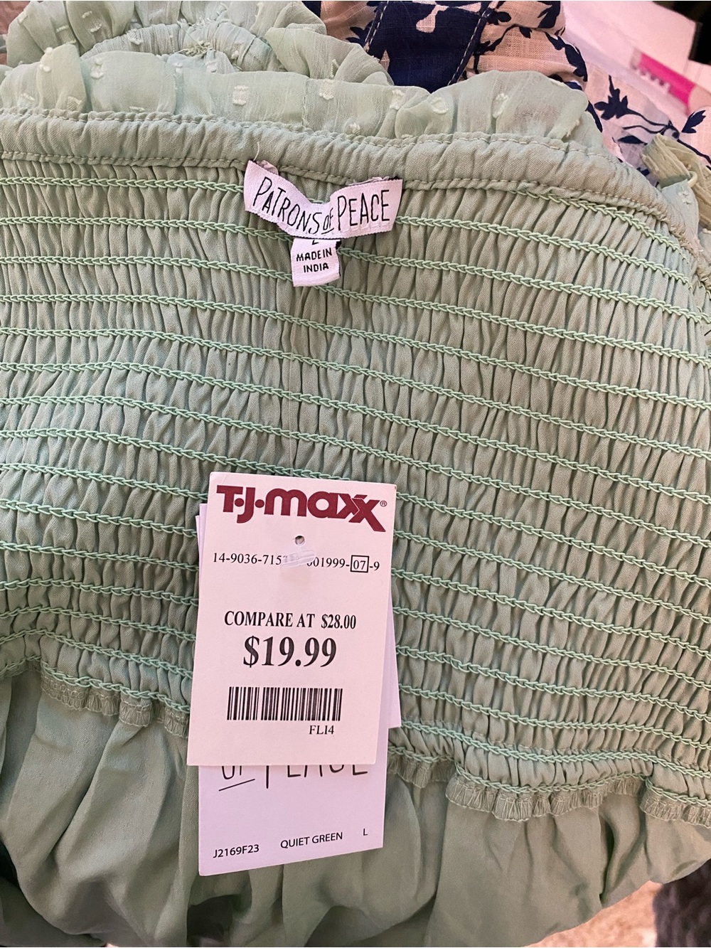 Patrons of Peace Quiet Green Smocked Midi Dress - Picture 5 of 6
